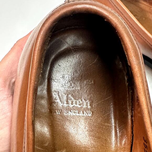 FULLY RESOLED Alden 3556 Plaza Penny Loafer Burnished Dark Tan Calfskin USA 10 D - Picture 10 of 13